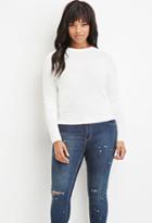 Forever21 Plus Women's  Plus Size Ribbed-panel Sweater