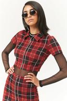 Forever21 Zippered Plaid Cropped Shirt