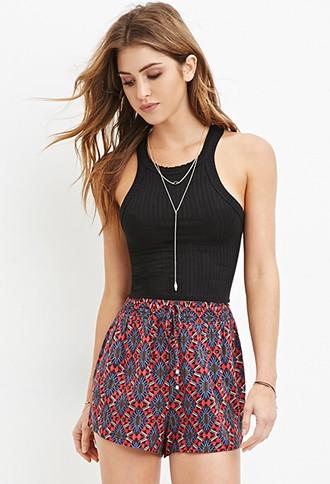 Forever21 Women's  Geo Print Drawstring Shorts