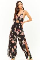 Forever21 Floral Split-leg Cutout Jumpsuit