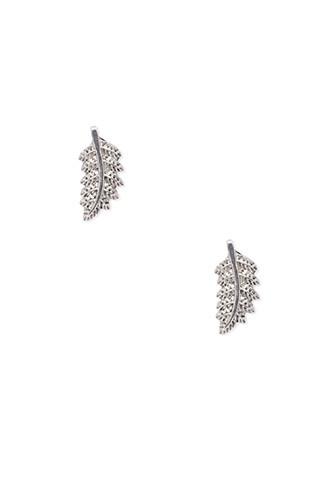Forever21 Antique Silver Etched Feather Studs