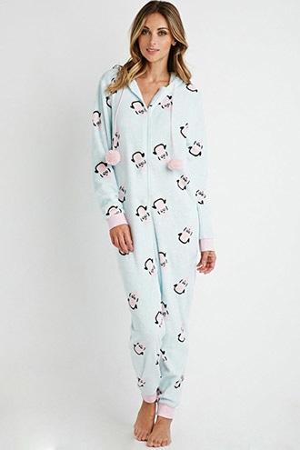 Forever21 Plush Penguin Pj Jumpsuit