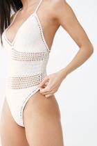Forever21 Crochet Lace-up One-piece Swimsuit