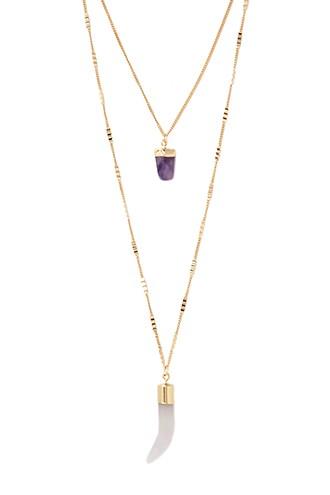 Forever21 Gold & Blush Faux Stone Layered Necklace