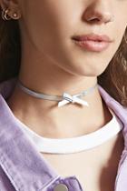 Forever21 Faux Leather Metallic Bow Choker