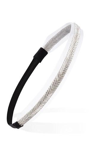 Forever21 Beaded Chevron Headwrap (cream/silver)