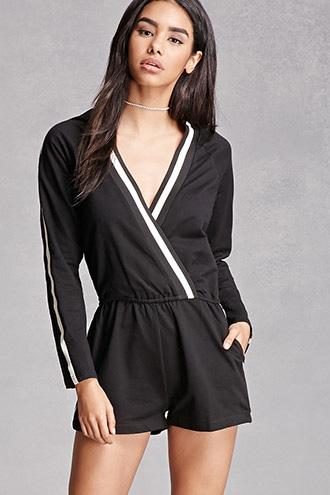 Forever21 Heather Knit Striped Romper