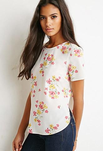 Forever21 Clustered Floral Print Top