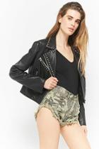 Forever21 Frayed Denim Camo Shorts