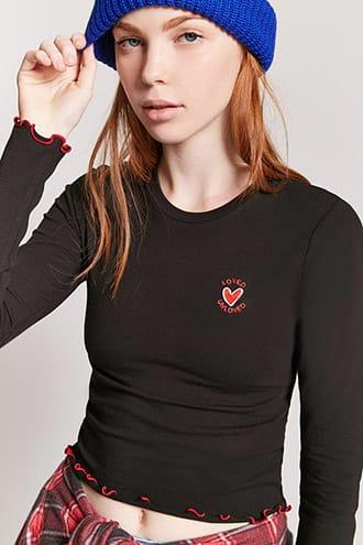 Forever21 Loved Embroidered Top