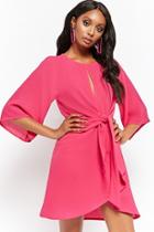 Forever21 Crepe Keyhole Tie-front Mini Dress