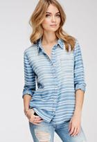 Forever21 Contemporary Striped Chambray Shirt