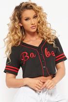 Forever21 Babe Varsity Cropped Baseball Shirt