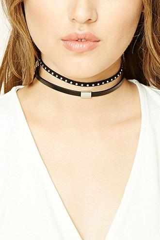 Forever21 Black & Silver Beaded Choker Set