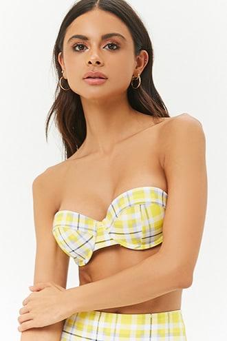 Forever21 Plaid Strapless Bikini Top