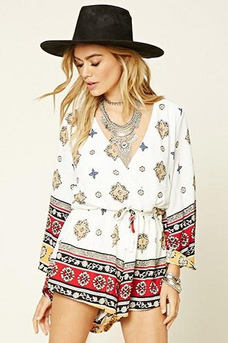 Forever21 Reverse Ornate Print Romper
