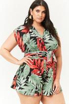 Forever21 Plus Size Tropical Print Wrap Romper