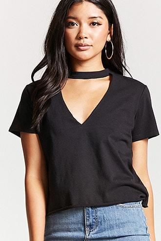 Forever21 Plunging Cutout Neck Tee