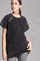 Forever21 Distressed Lace-up Tee