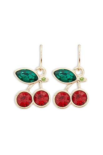 Forever21 Faux Gem Cherry Drop Earrings