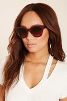 Forever21 Burgundy & Brown Glossy Cat Eye Sunglasses