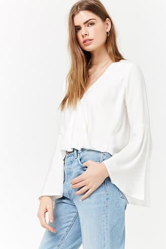Forever21 Surplice Bell Sleeve Blouse