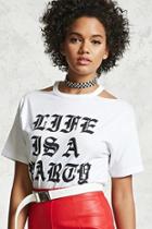 Forever21 Open-shoulder Graphic Tee
