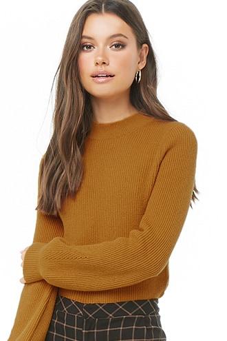 Forever21 Ribbed Pointelle-trim Sweater