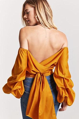 Forever21 Satin Tie-waist Top