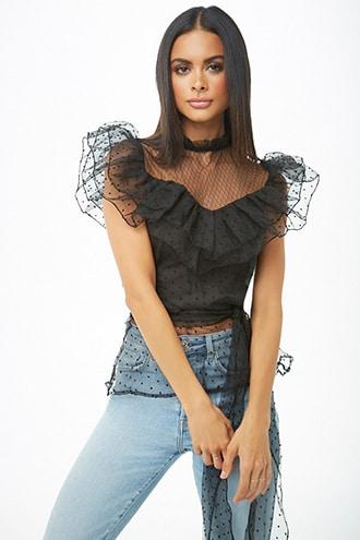 Forever21 Sheer Polka Dot Top