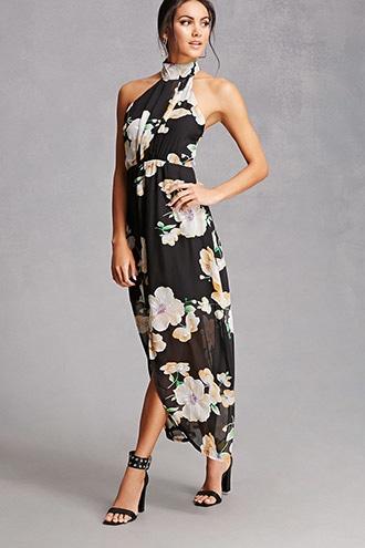 Forever21 Haute Rogue Floral Halter Dress