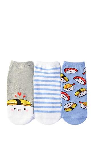 Forever21 Sushi Graphic Ankle Socks - 3 Pack