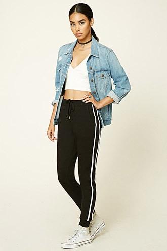 Forever21 Women's  Contrast Stripe Sweatpants