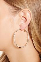 Forever21 Rose Gold & Clear Rhinestone Twist Hoop Earrings