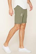 21 Men Men's  Olive Distressed Cuffed Chino Shorts