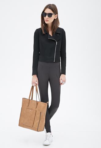 Forever21 Structured Faux Leather Tote Tan One Size