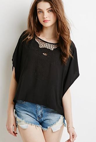 Forever21 Tonal Floral-embroidered Top