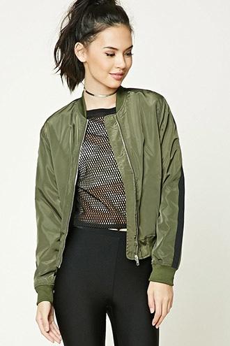 Forever21 Striped Bomber Jacket