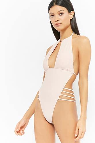 Forever21 One-piece Cutout Halter Swimsuit