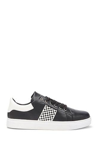Forever21 Men Speechless Checker-trim Low-top Sneakers