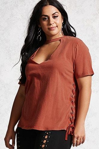 Forever21 Plus Size Choker Tee