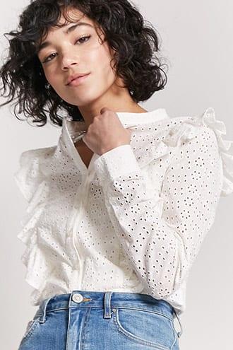 Forever21 Ruffle Eyelet Shirt