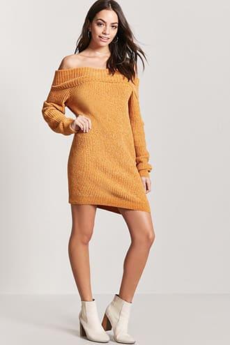 Forever21 Chenille Off-the-shoulder Dress