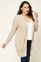 Forever21 Plus Women's  Beige Plus Size Maxi Ribbed Cardigan