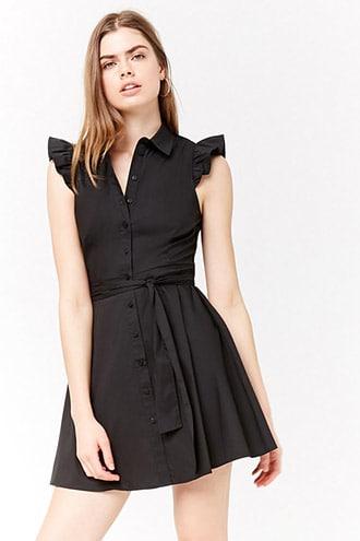 Forever21 Shirred Sleeve Shirt Dress