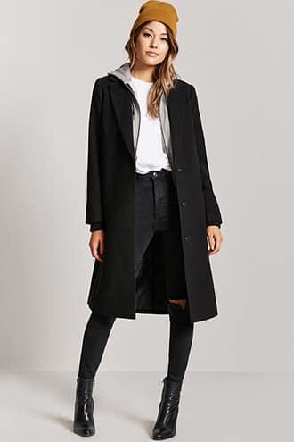 Forever21 Hoodie-insert Longline Coat