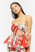Forever21 Tie-front Floral Tube Top