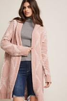 Forever21 Chenille Contrast Open-front Cardigan