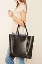 Forever21 Zippered Faux Leather Tote
