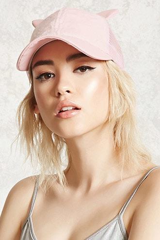 Forever21 Faux Fur Cat Ears Baseball Cap